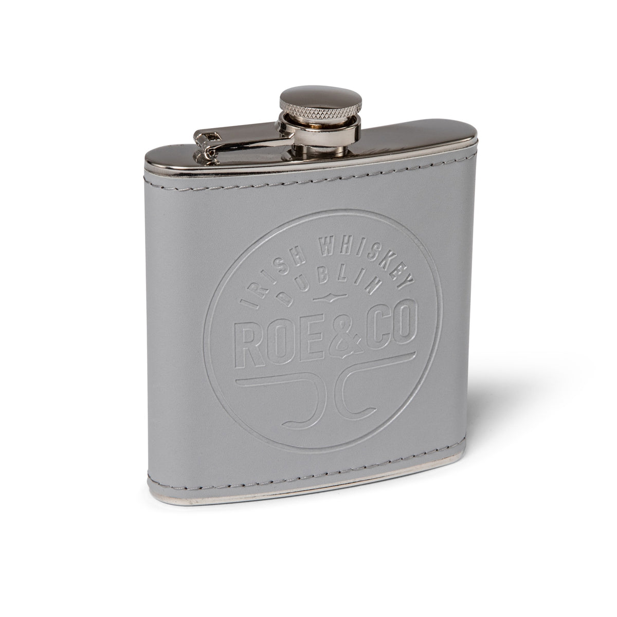 Roe & Co Whiskey Steel and Leather Hip Flask