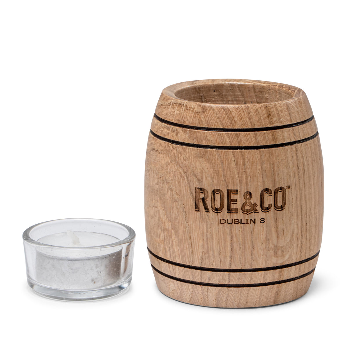 Roe & Co Whiskey Oak Tea Light Holder