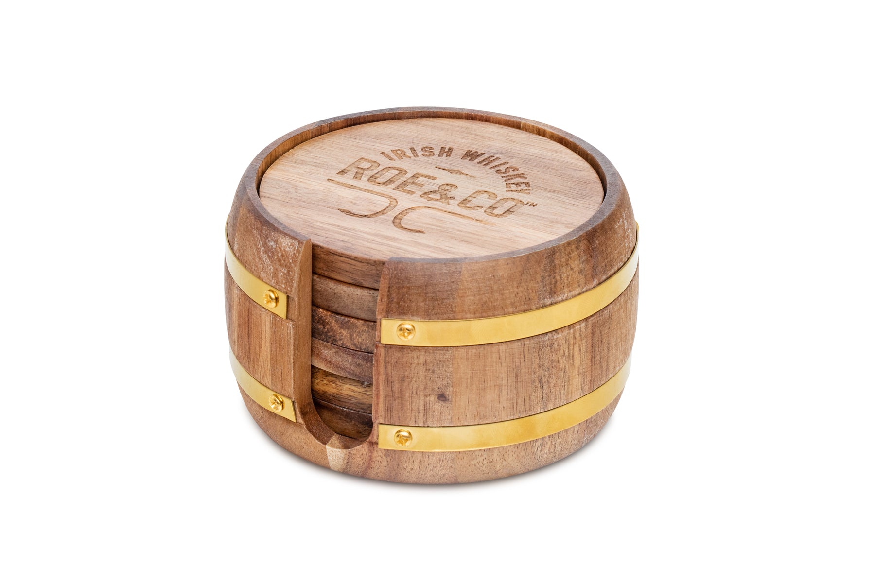Roe & Co Whiskey Barrel Coasters Set