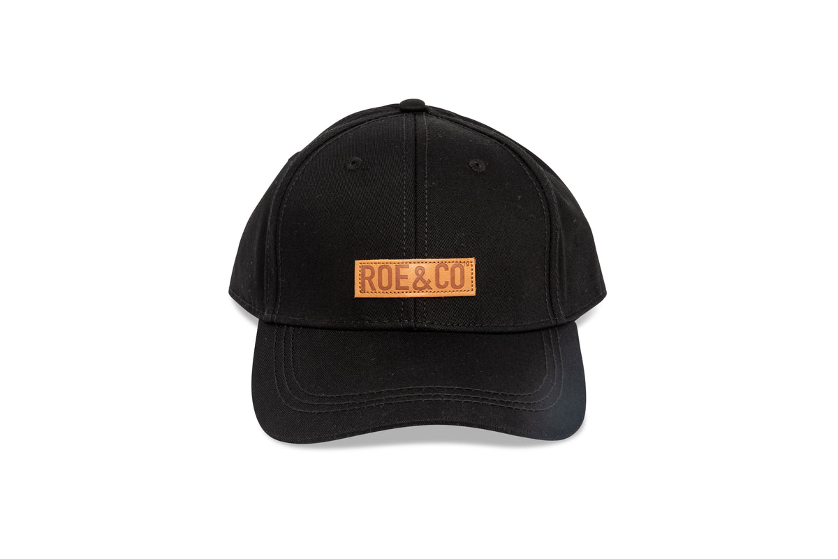 Roe & Co Black Cap with Leather Patch