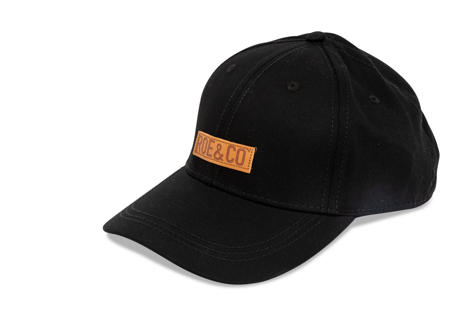 Roe & Co Black Cap with Leather Patch