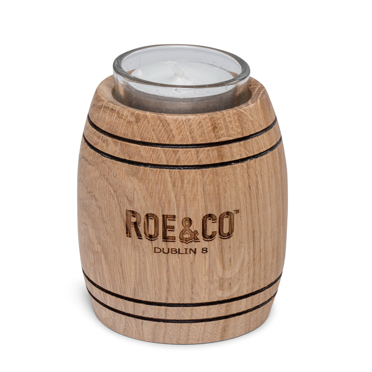 Roe & Co Whiskey Oak Tea Light Holder